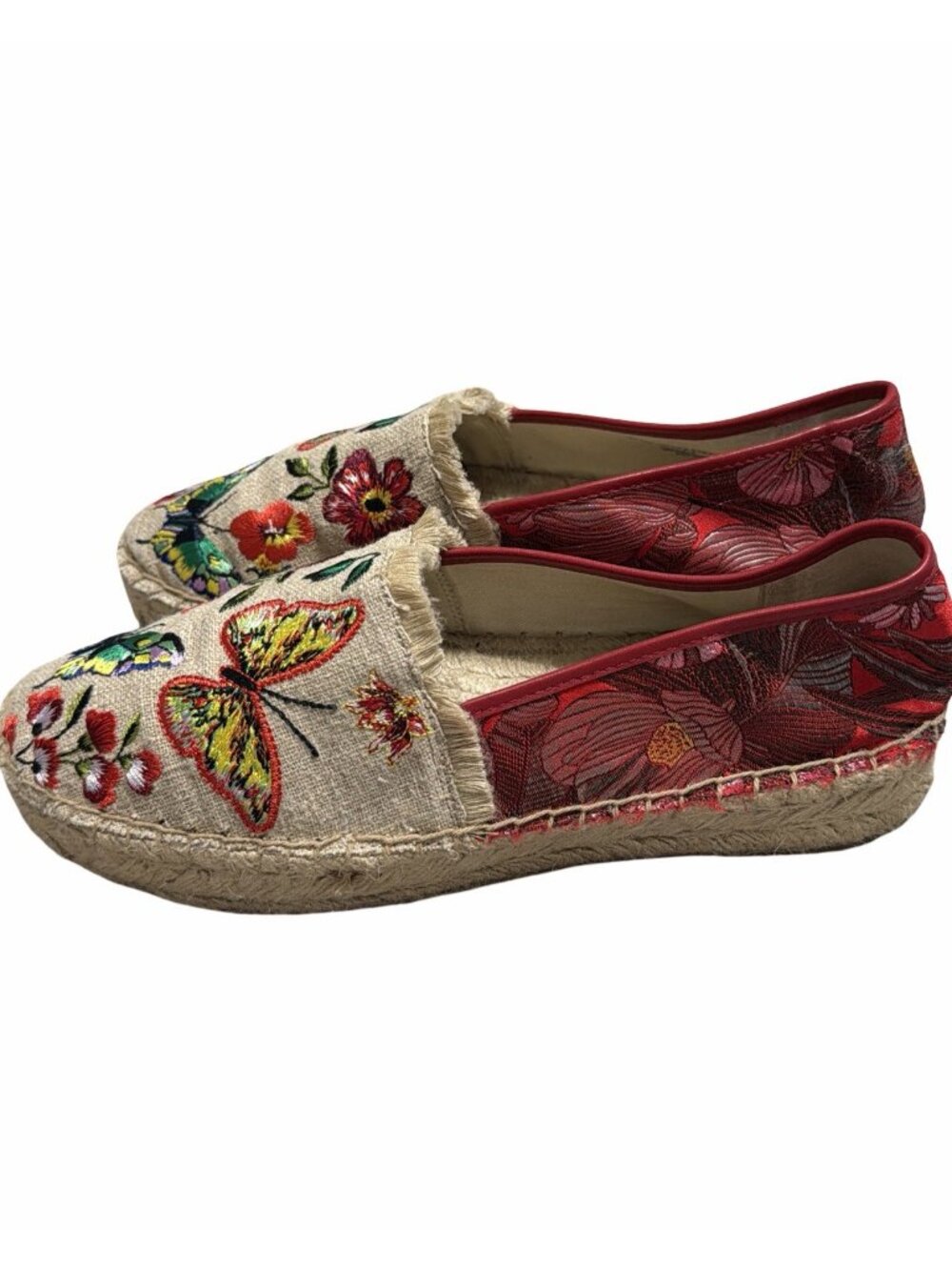Johnny Was Osaka Canvas Espadrille Shoes Sz 7 Slip On Floral Boho Embroidered - Picture 2 of 6